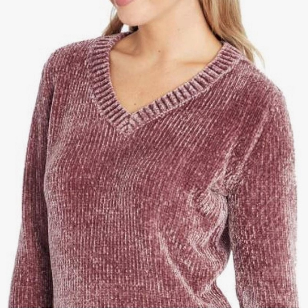 Orvis Mauve Plum
 V-Neck Sweater Chenille Knit